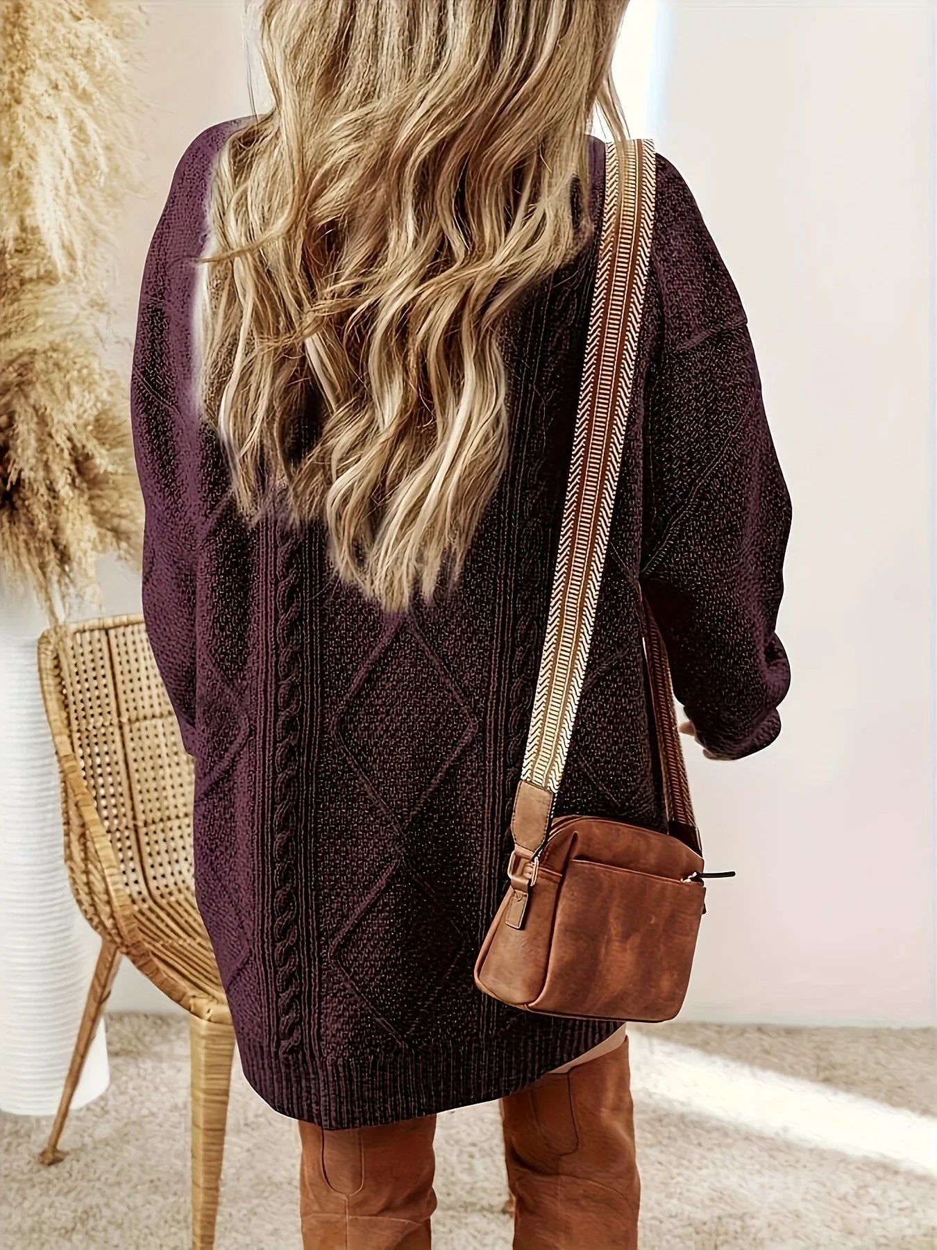 Juno cable knit dress sweater for women | Elara -5