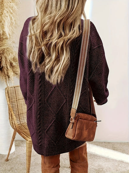 Juno cable knit dress sweater for women | Elara -5