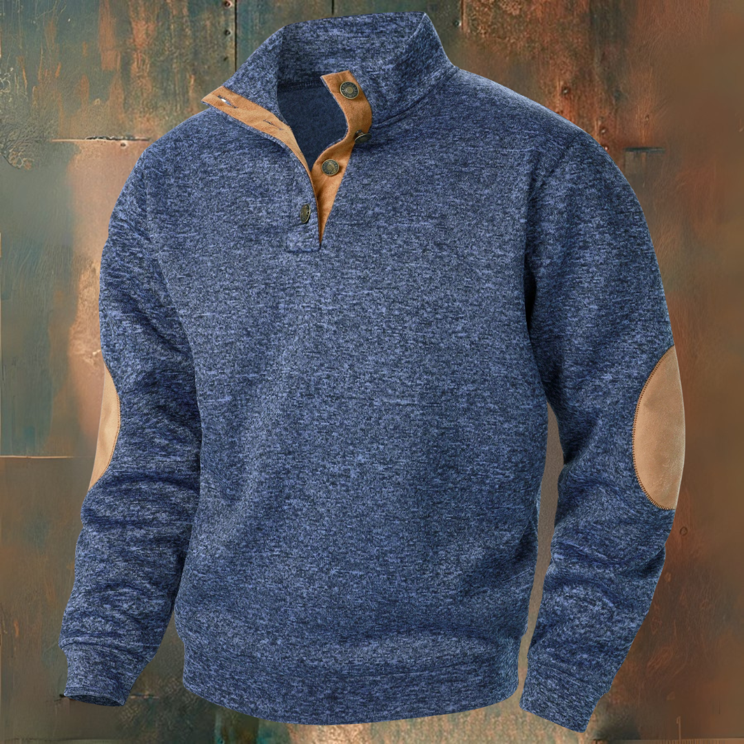 Buttoned collar elbow pads sweater for men | Adrien -5