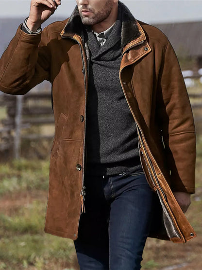 Thick winter coat marron zip jacket for men -1