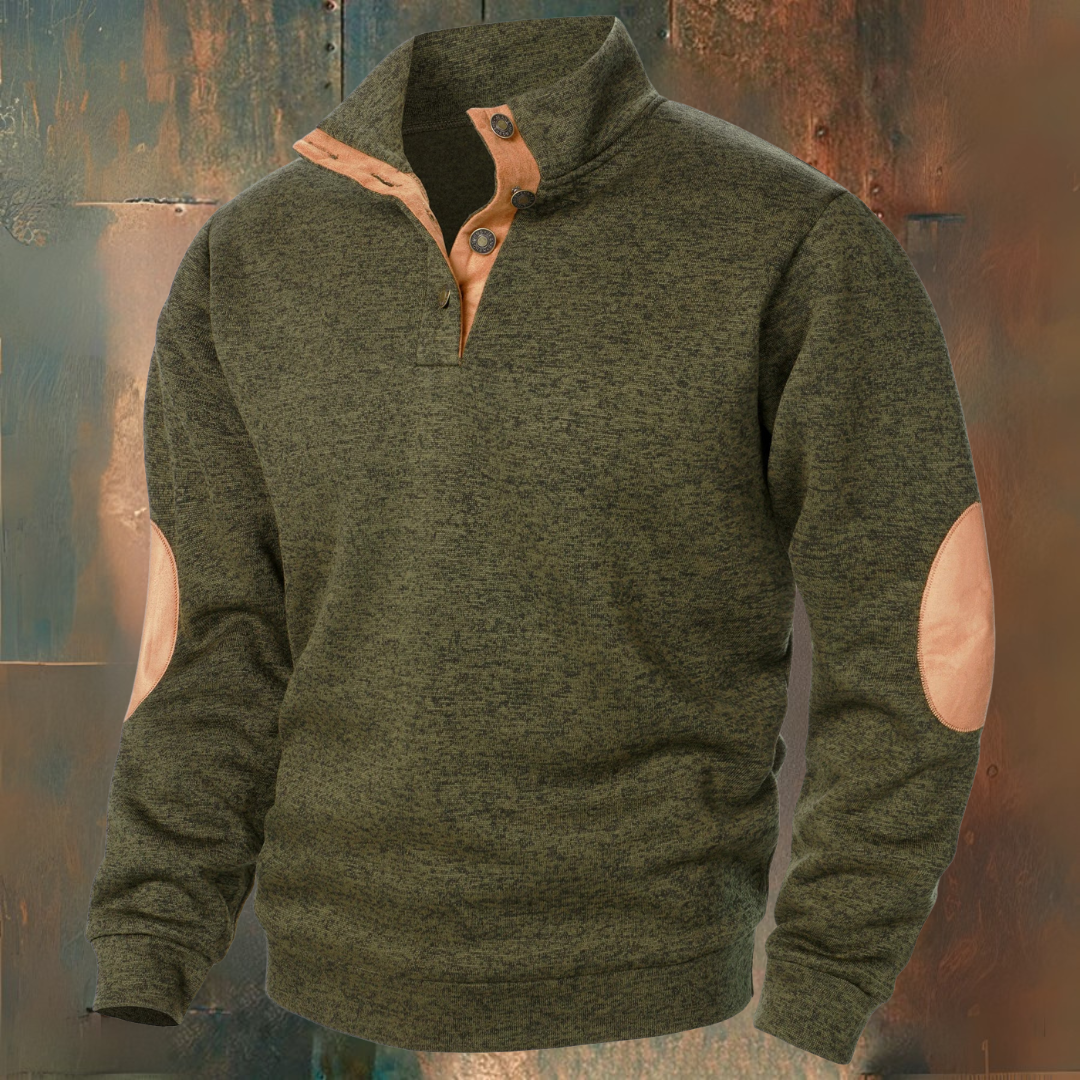 Buttoned collar elbow pads sweater for men | Adrien -4