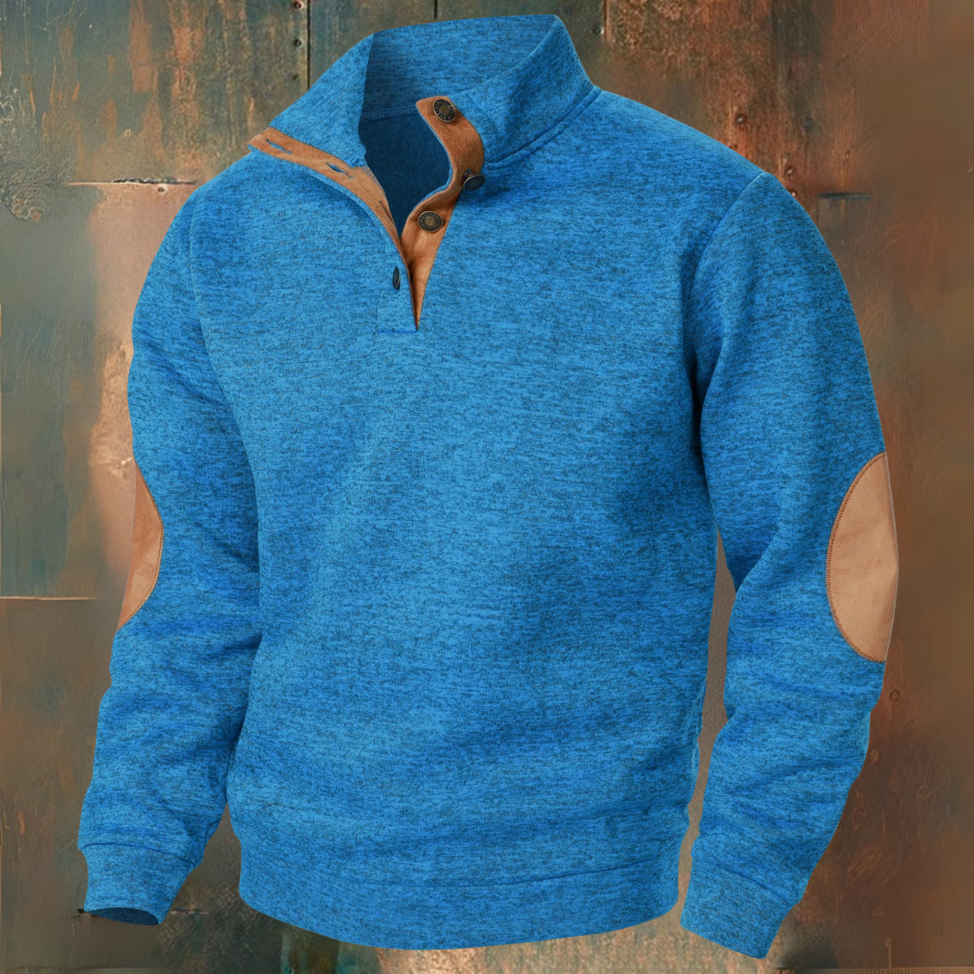 Buttoned collar elbow pads sweater for men | Adrien -6