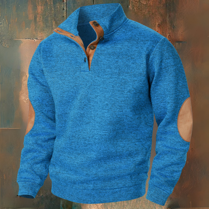 Buttoned collar elbow pads sweater for men | Adrien -6