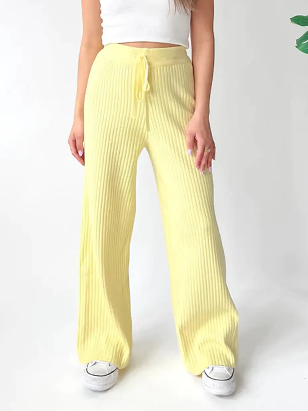 Leg casual high-waisted trousers for women | Wide -15