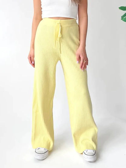 Leg casual high-waisted trousers for women | Wide -15