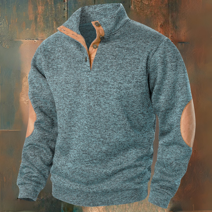 Buttoned collar elbow pads sweater for men | Adrien -7