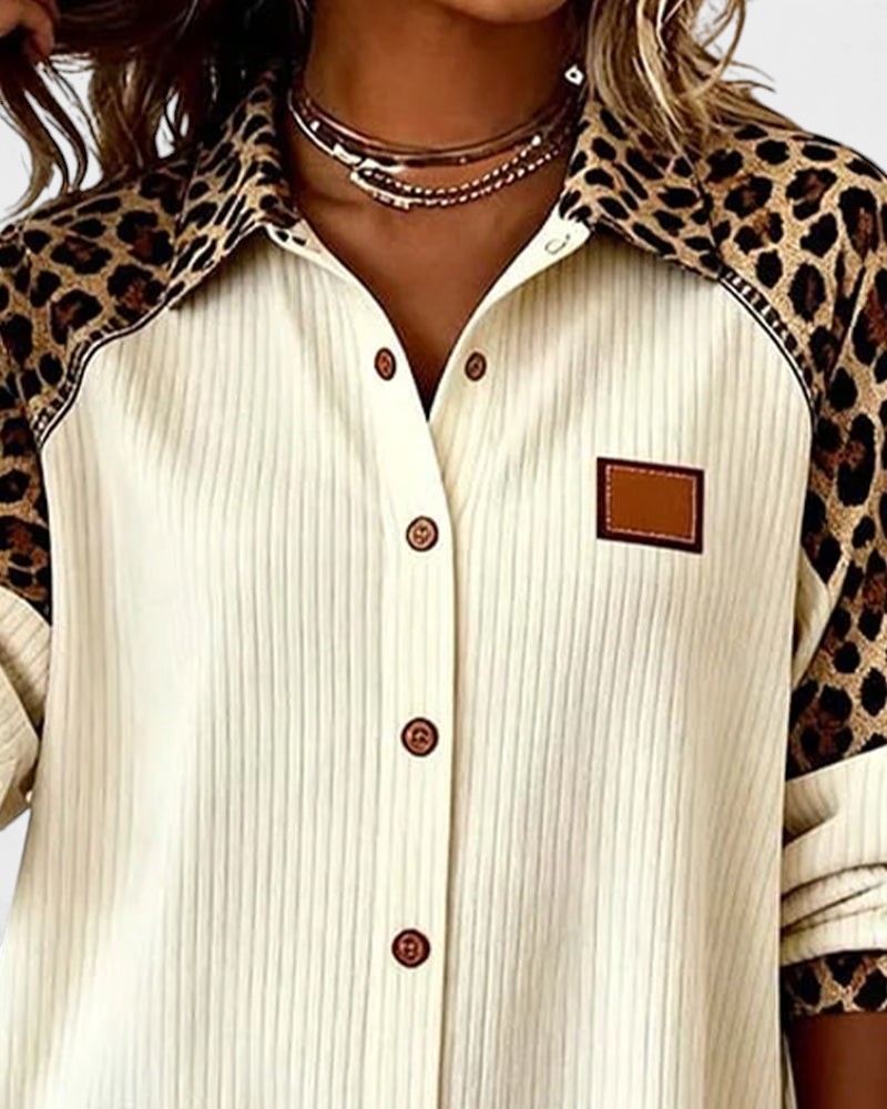 Two-tone buttoned printed details shirt for women | Orelia -6