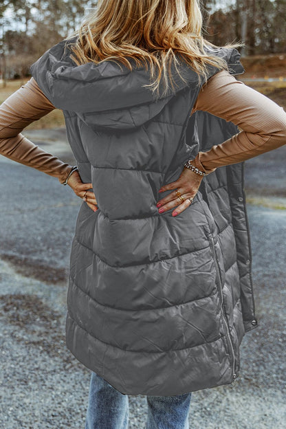 Puffer long sleeveless jacket for women -8