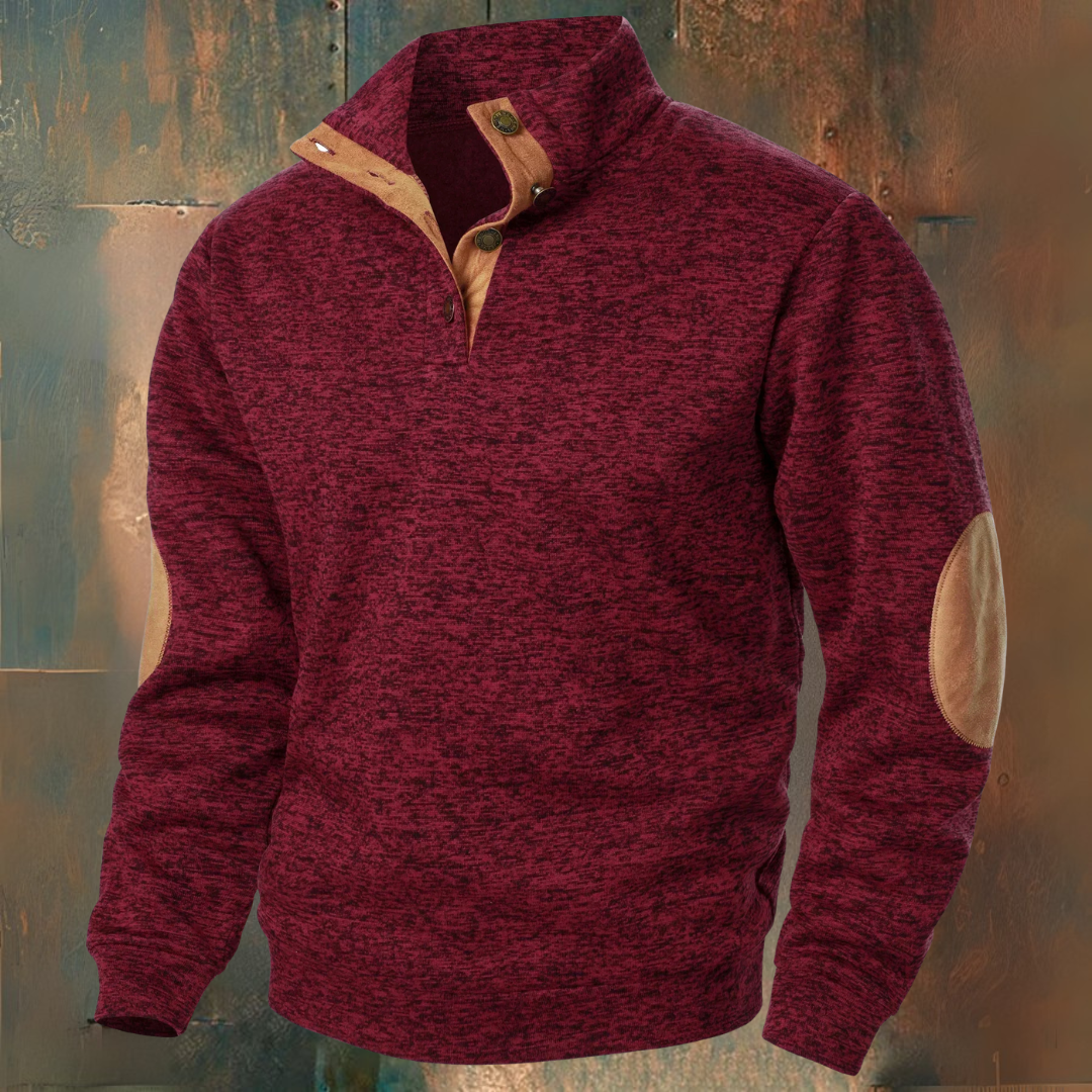 Buttoned collar elbow pads sweater for men | Adrien -9