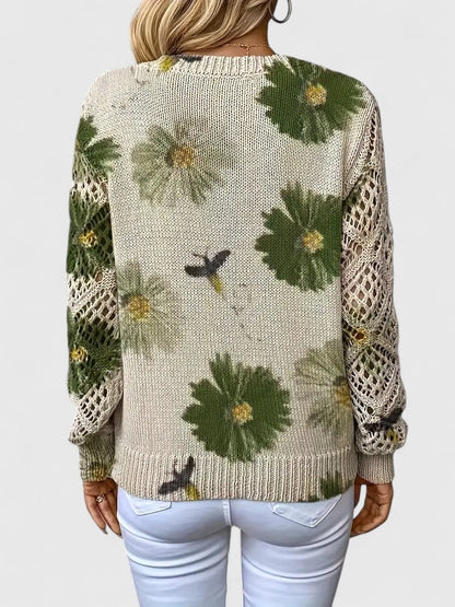 Elegant floral pattern sweater for women | Marivelle -9