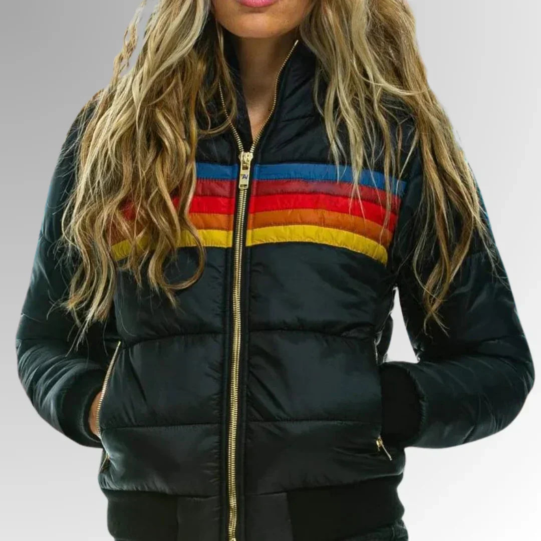 Quilted striped jacket for women | Retro chic -4