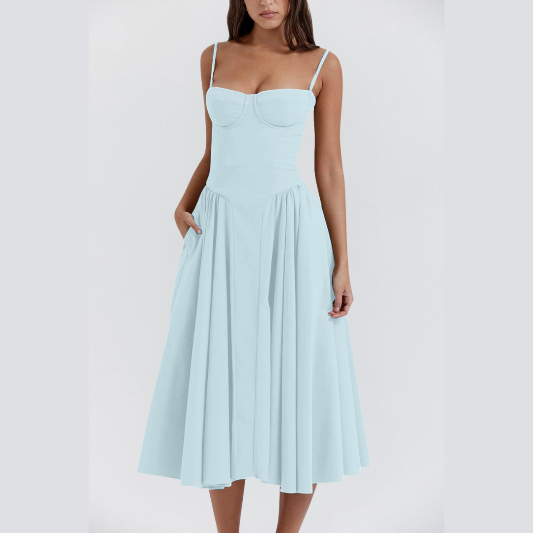 Pleated vintage charm dress for women | Bella -11
