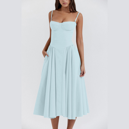 Pleated vintage charm dress for women | Bella -11