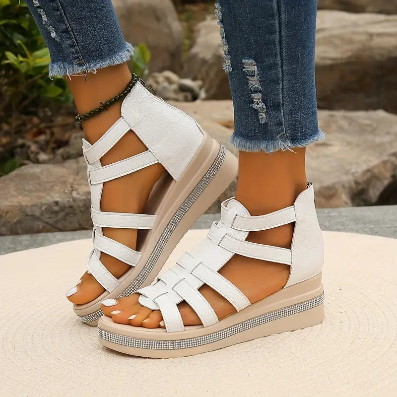 Elegant gladiator platform sandals for women | Calira -5