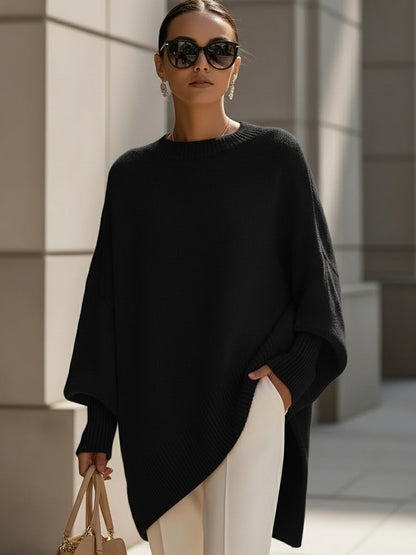Elegant oversized flowing silhouette poncho for women | Madison -6