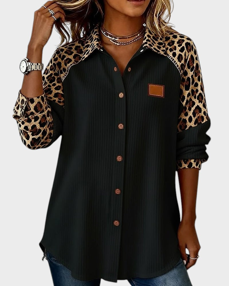 Two-tone buttoned printed details shirt for women | Orelia -5