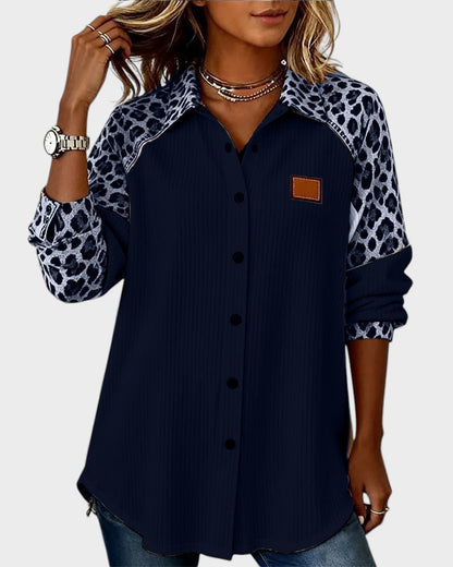 Two-tone buttoned printed details shirt for women | Orelia -4