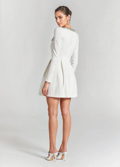 Chic velvet mini square neckline dress for women | Willow -11