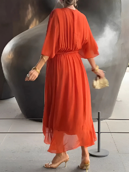 Wrap mi-long flowy dress for women | Noa -7