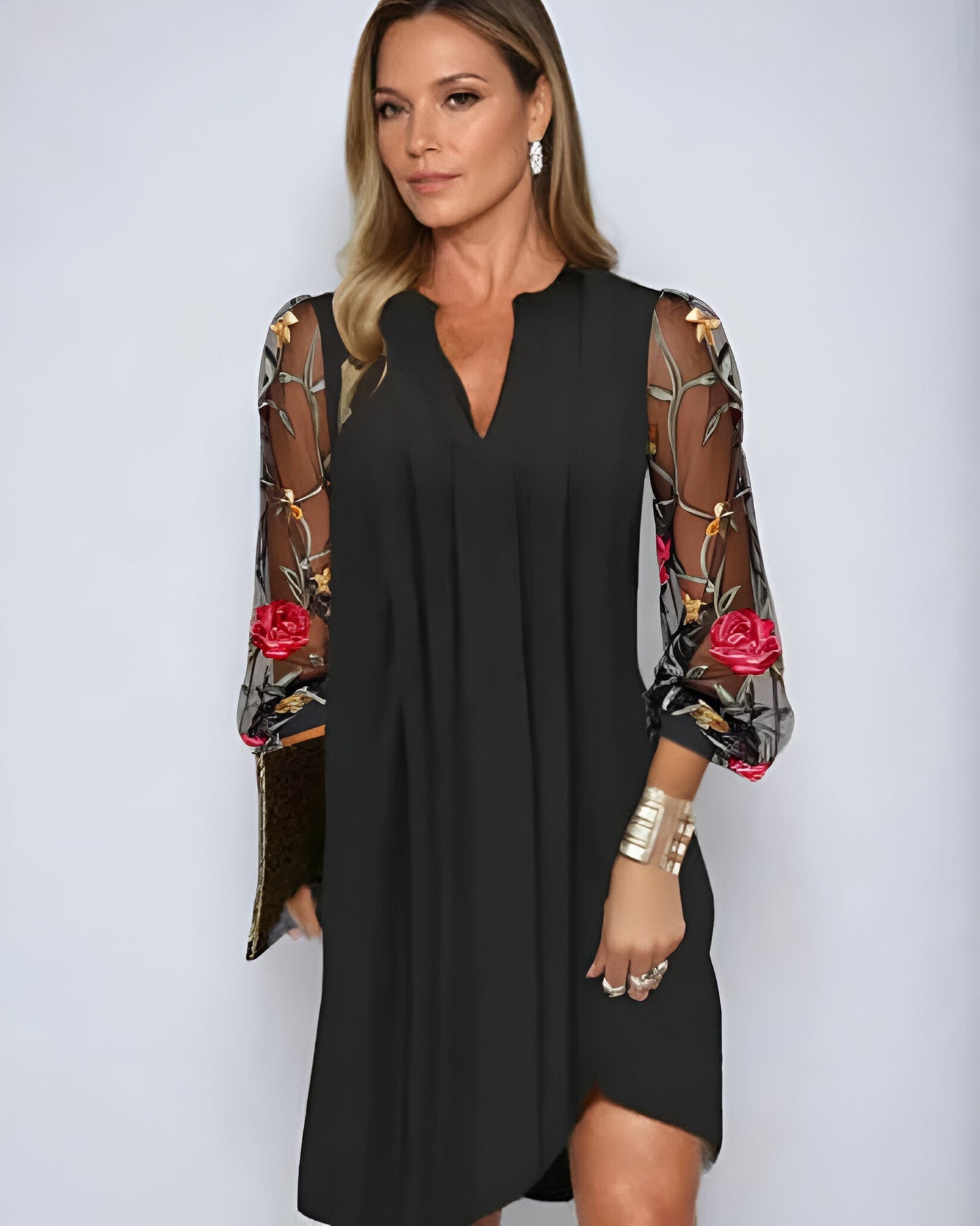 Elegant renee dress for women | Embroidered and refined sleeves -1