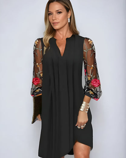 Elegant renee dress for women | Embroidered and refined sleeves -1