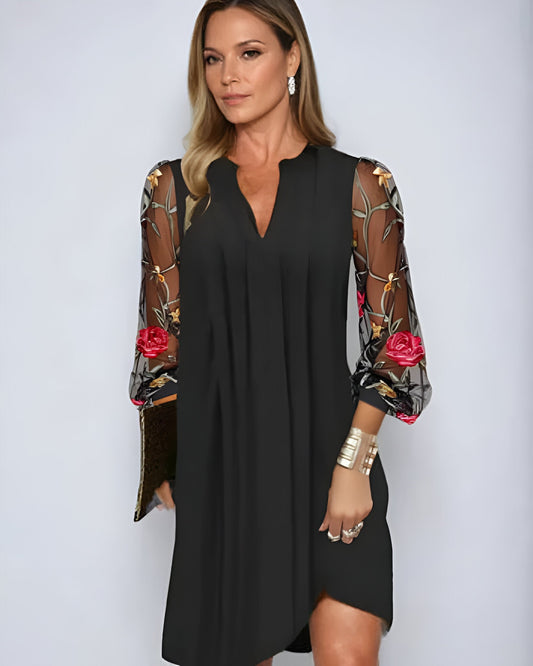 Elegant renee dress for women | Embroidered and refined sleeves -1