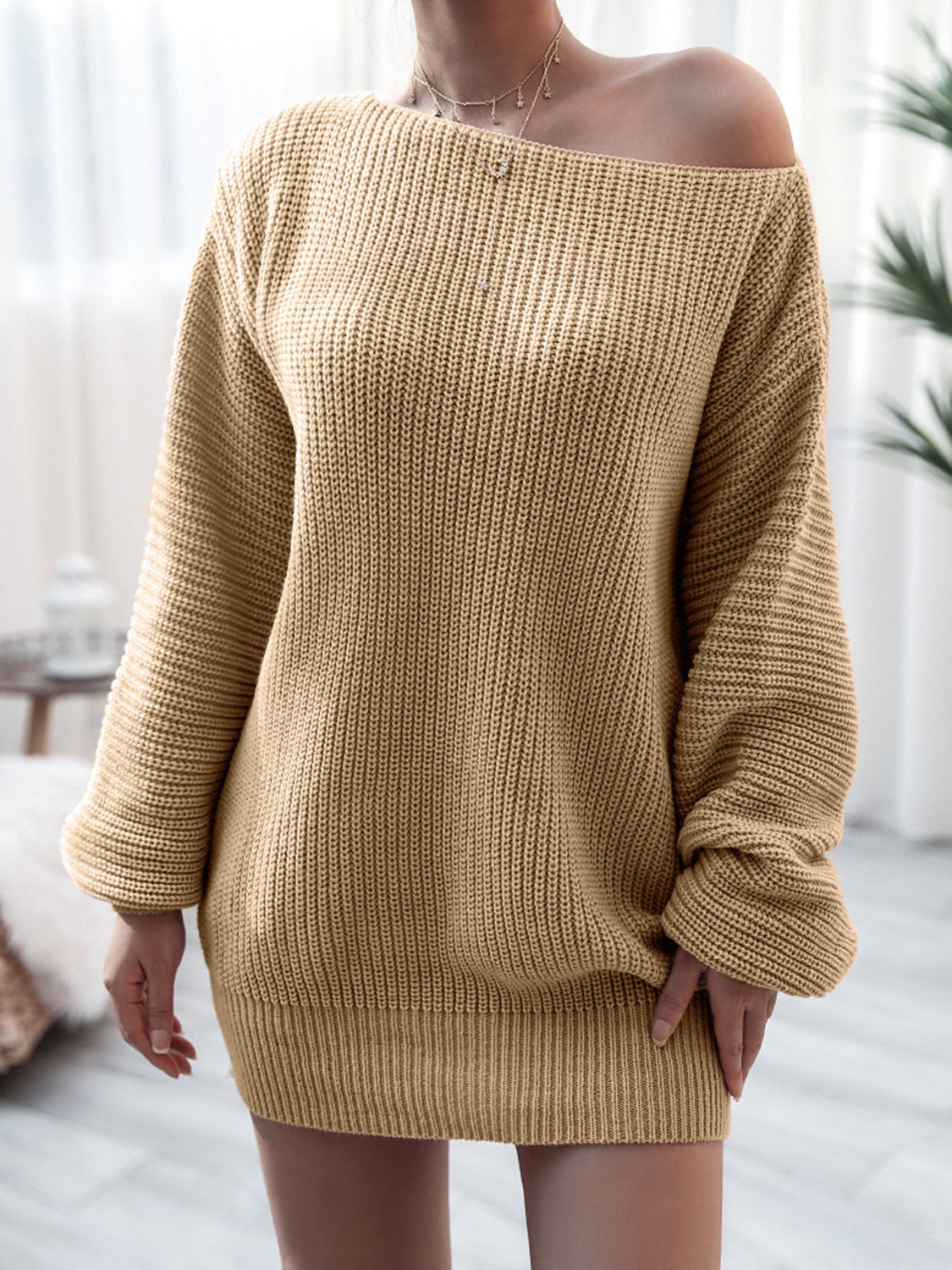 Dress shoulders off-shoulders knit long-sleeve sweater for women | Blandine -10