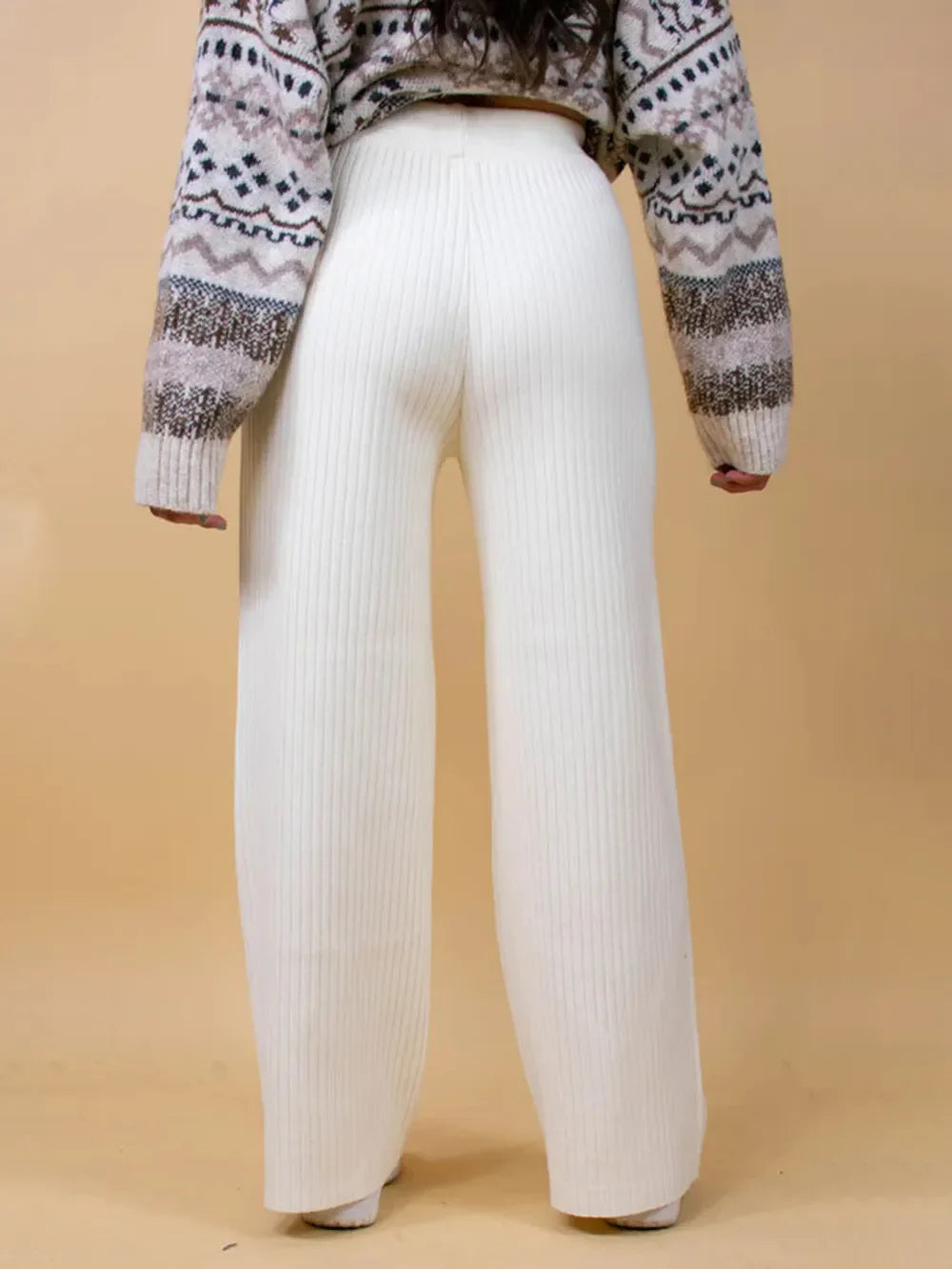 Leg casual high-waisted trousers for women | Wide -2