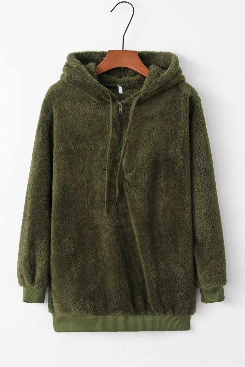 Plush demi-zip hoodie for women -7