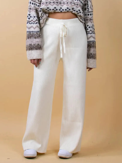 Leg casual high-waisted trousers for women | Wide -1
