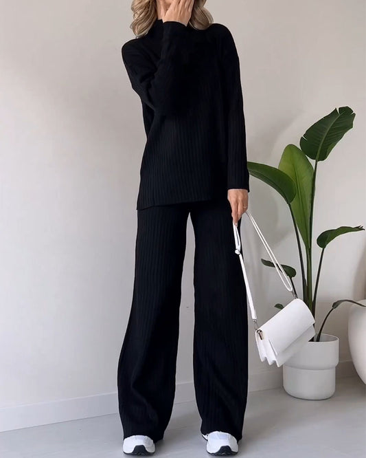 Elegant casual set for women | Ribbed style -1
