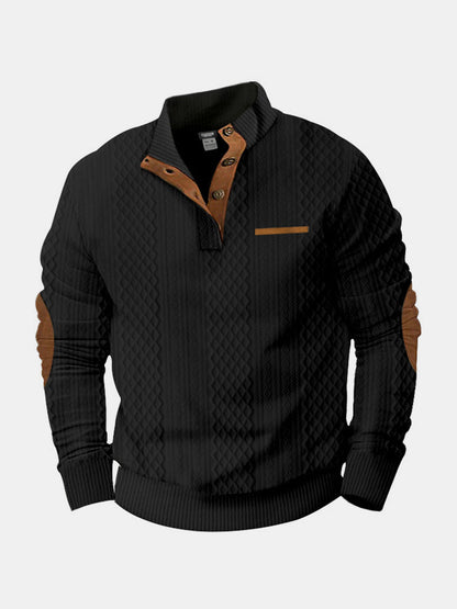 Knit cable-knit high collar structured sweater for men | Adrien -7