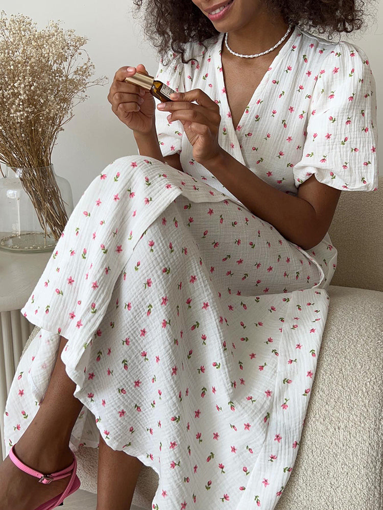 Wrap mi-long floral dress for women | Violaine -3