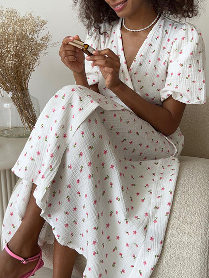 Wrap mi-long floral dress for women | Violaine -3