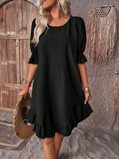 Puff sleeves dress for women | Eline -3