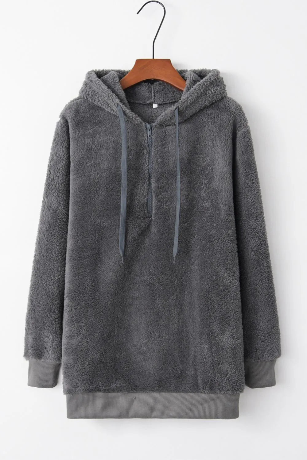 Plush demi-zip hoodie for women -13
