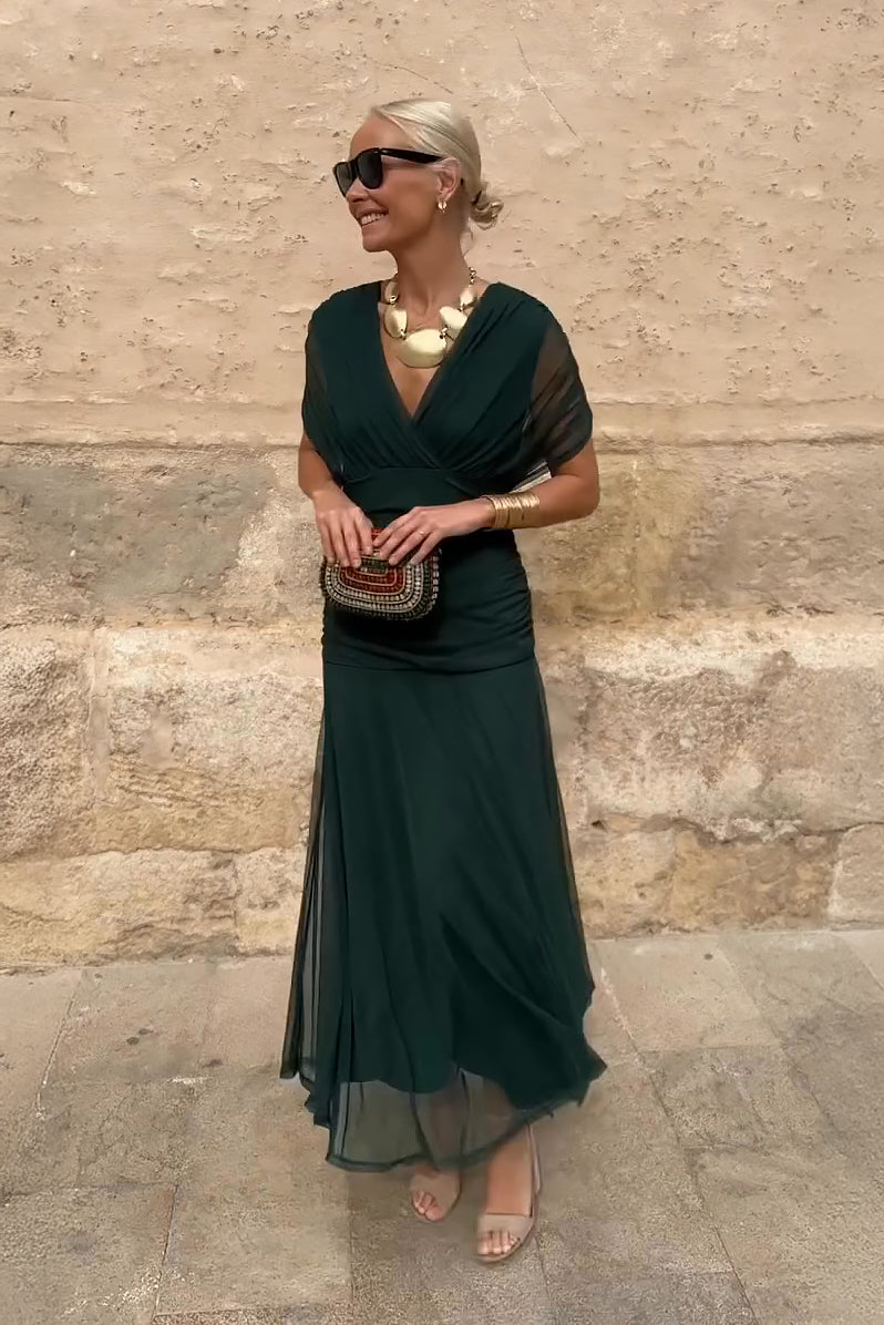 V-neck fantasy maxi special occasions dress for women | Elowen -1