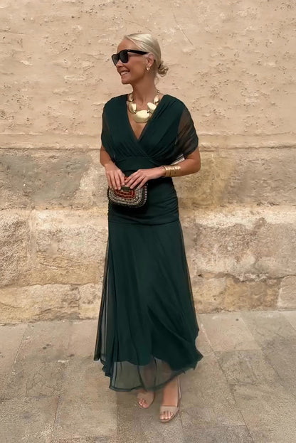 V-neck fantasy maxi special occasions dress for women | Elowen -1