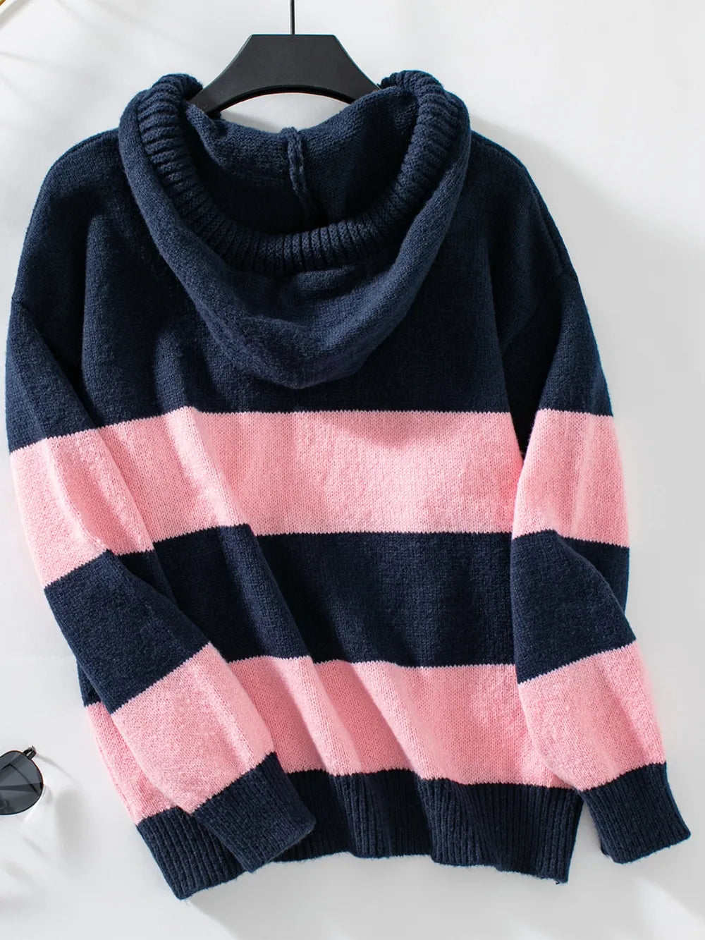 Hooded knit – striped sweater for women | Astride -3