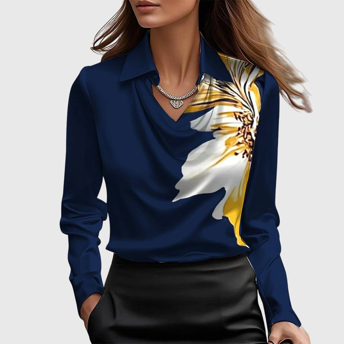 Collar drape blouse for women | Elara -9