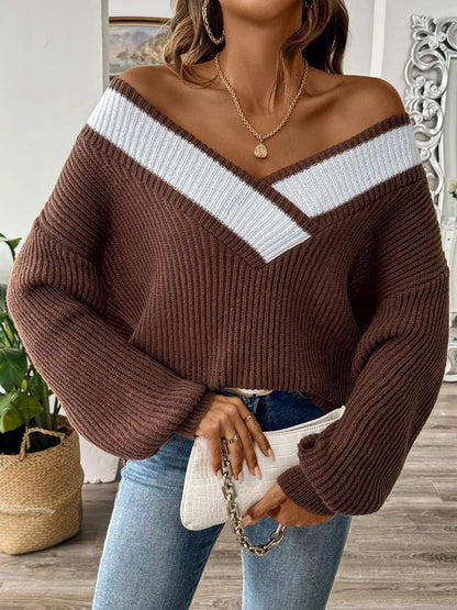 Shoulders off-shoulders sweater for women -1