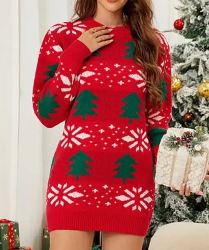 Dress christmas knit long-sleeve sweater for women | Ambre -4
