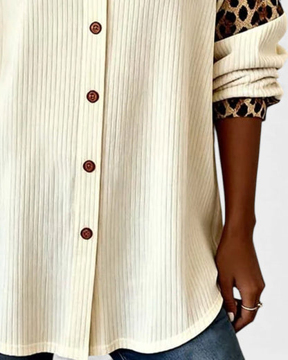 Two-tone buttoned printed details shirt for women | Orelia -7