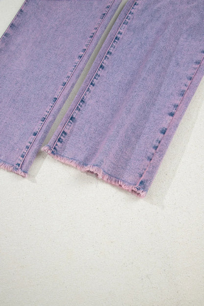 Court violet jeans for women | Denim washed with hem raw -10