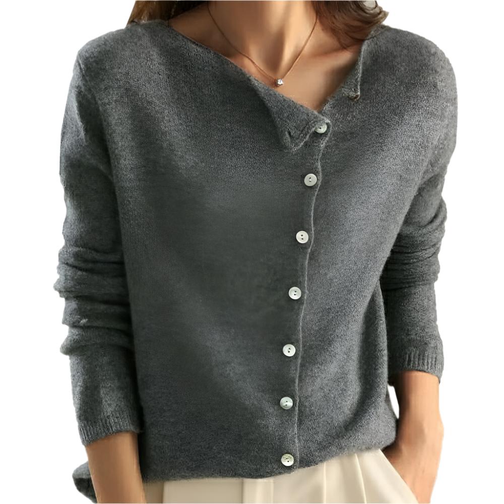 Elegant button-up side cardigan for women | Perrin -3