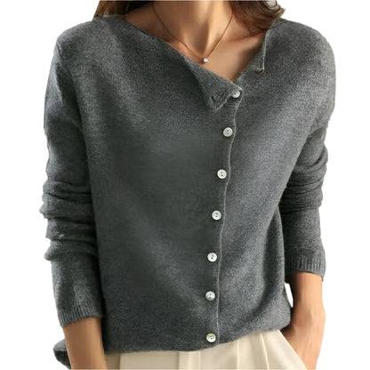 Elegant button-up side cardigan for women | Perrin -3
