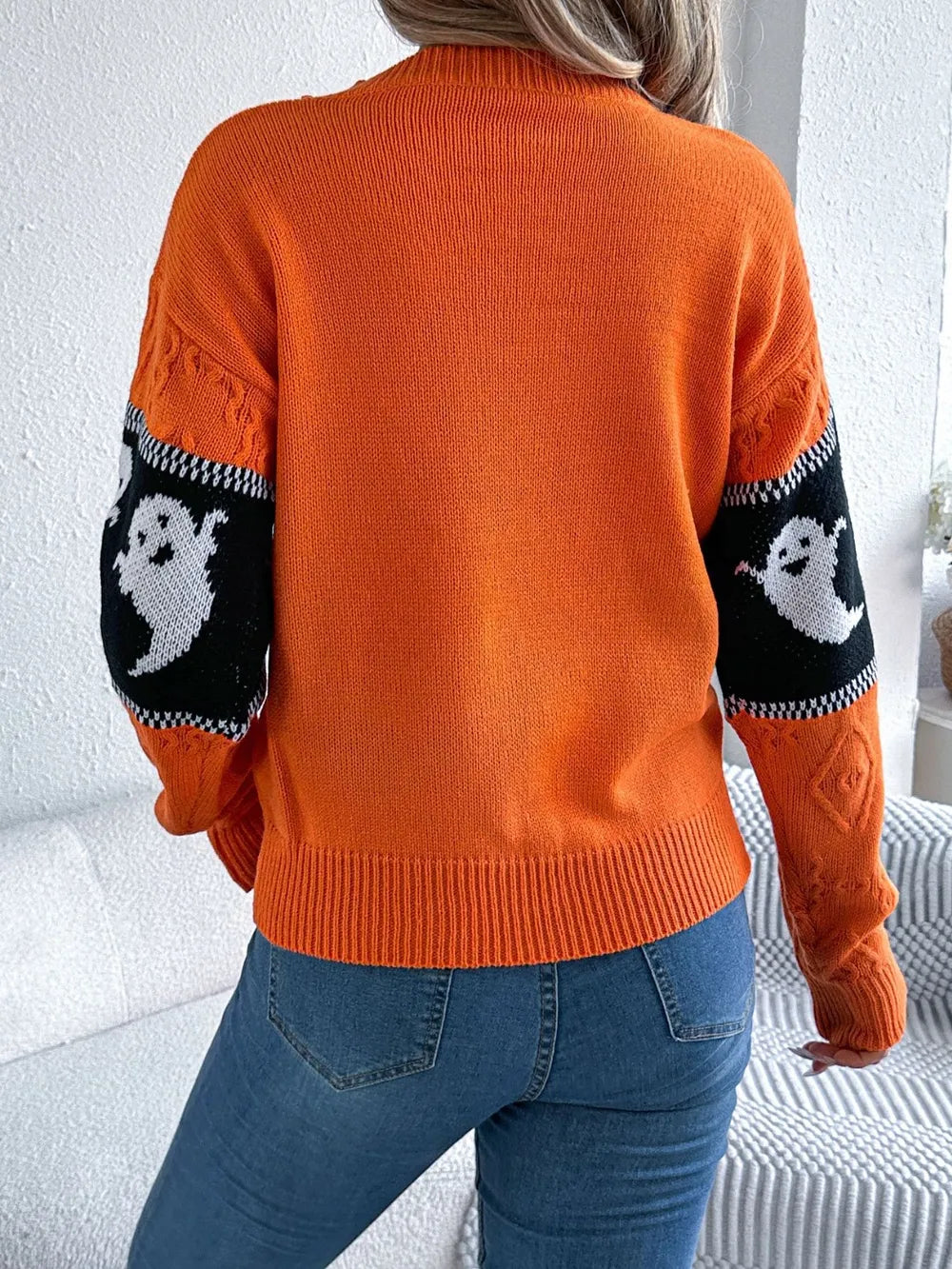 Soft halloweknite sweater for women | Sweater with patterns of dessins animes mignons -2