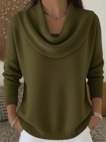 Collar drape flowy cut sweater for women | Lyana -3