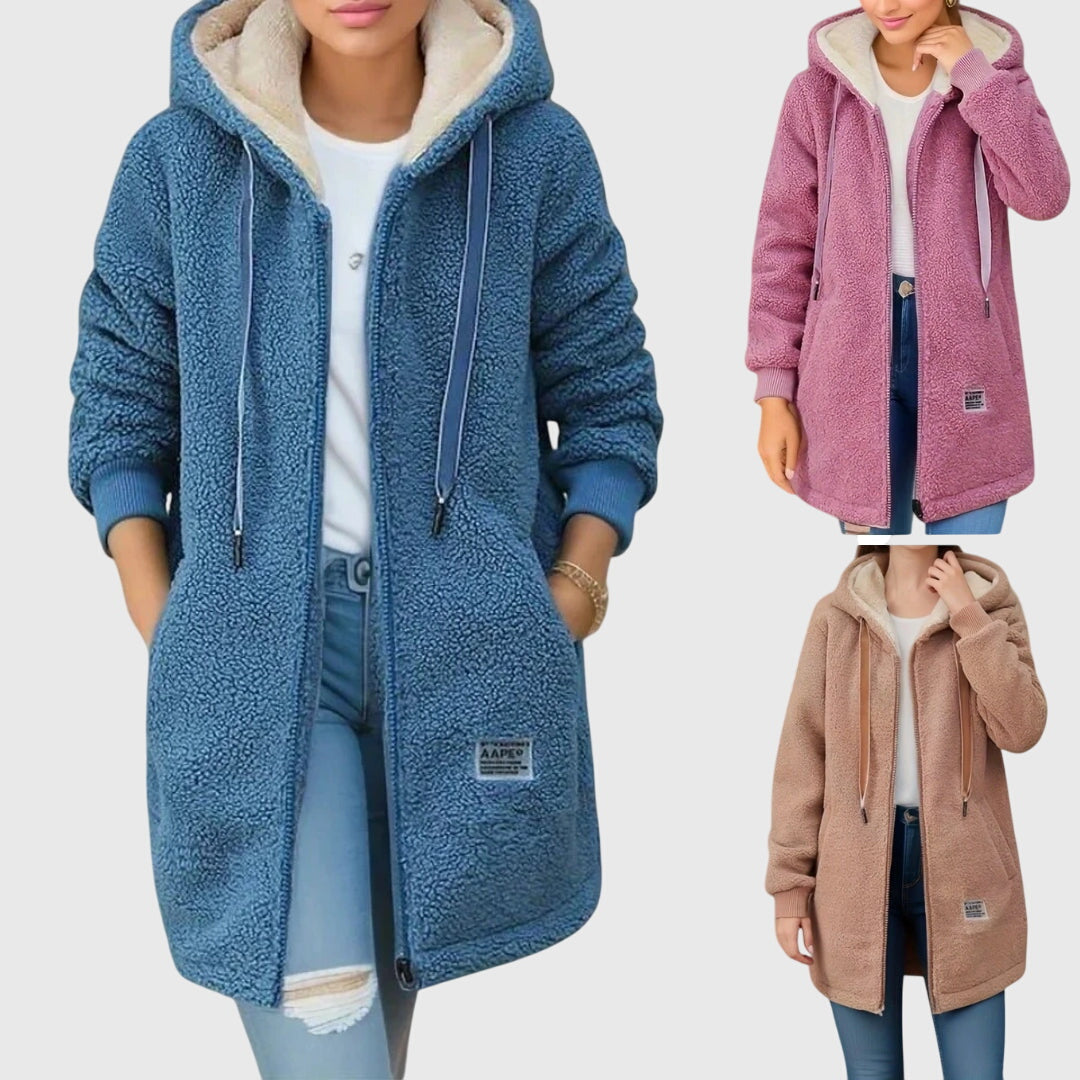 Long hooded jacket for women | Elora -5