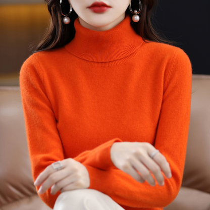 Soft knit sweater classic fit turtleneck for women | Elara -9